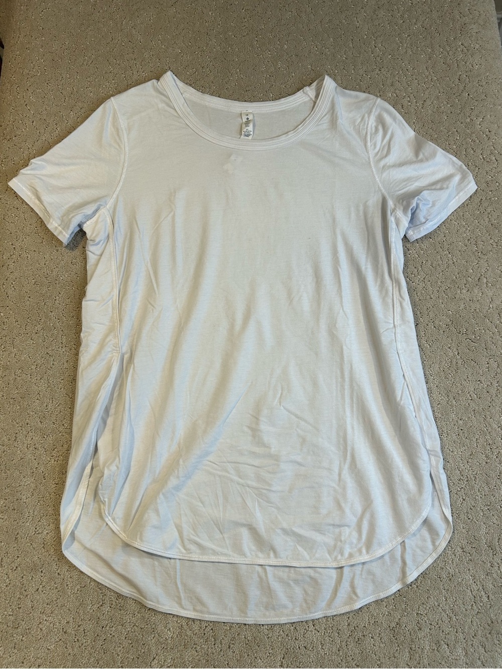 Lululemon Womens 10 OM TEE Scoop Neck Short Sleeve Lightweight White Side Slit